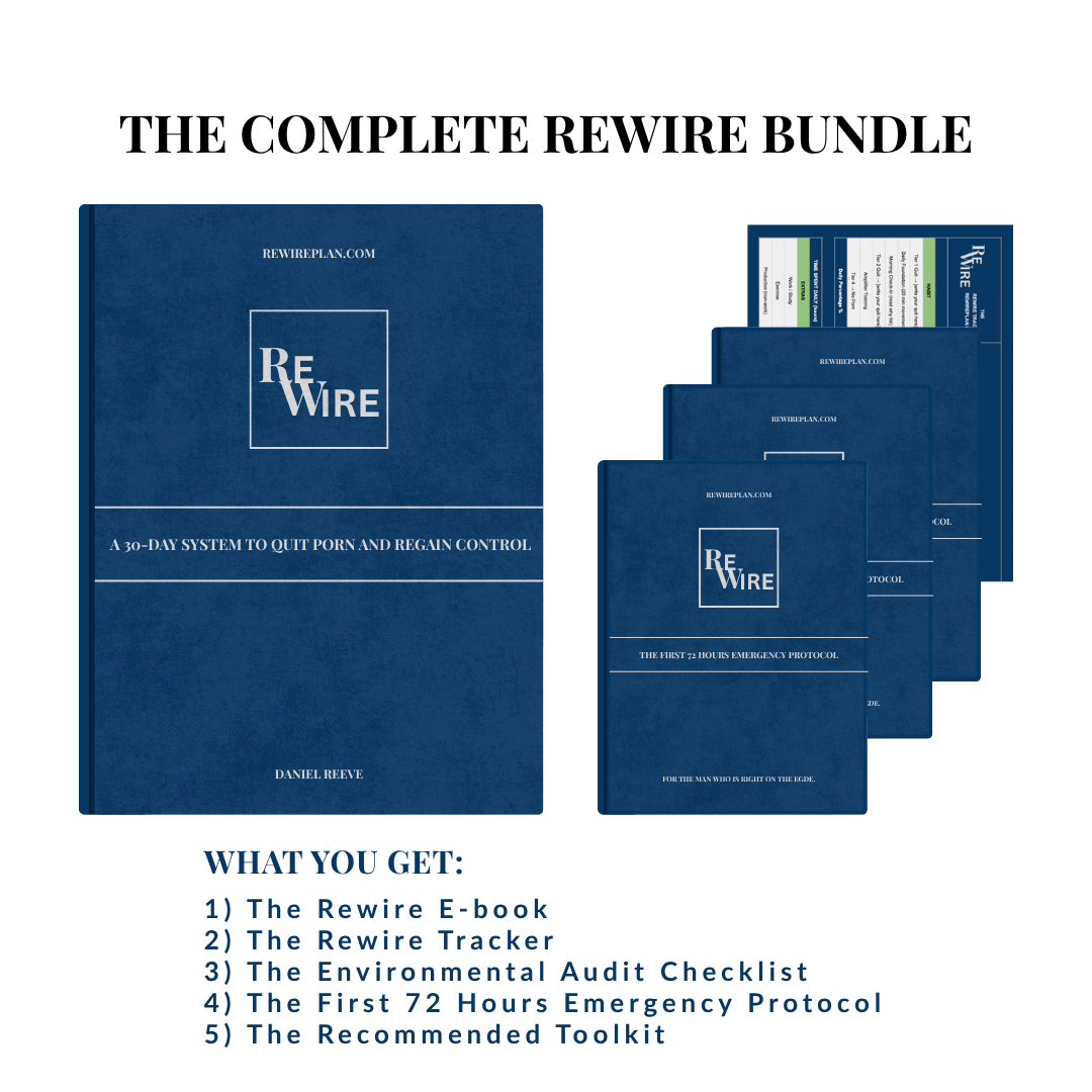 The complete Rewire bundle, e-book, tracker, checklist, emergency protocol, and toolkit